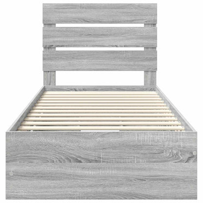 Bed Frame with Drawer Grey Sonoma 75 x 190 cm Engineer Wood