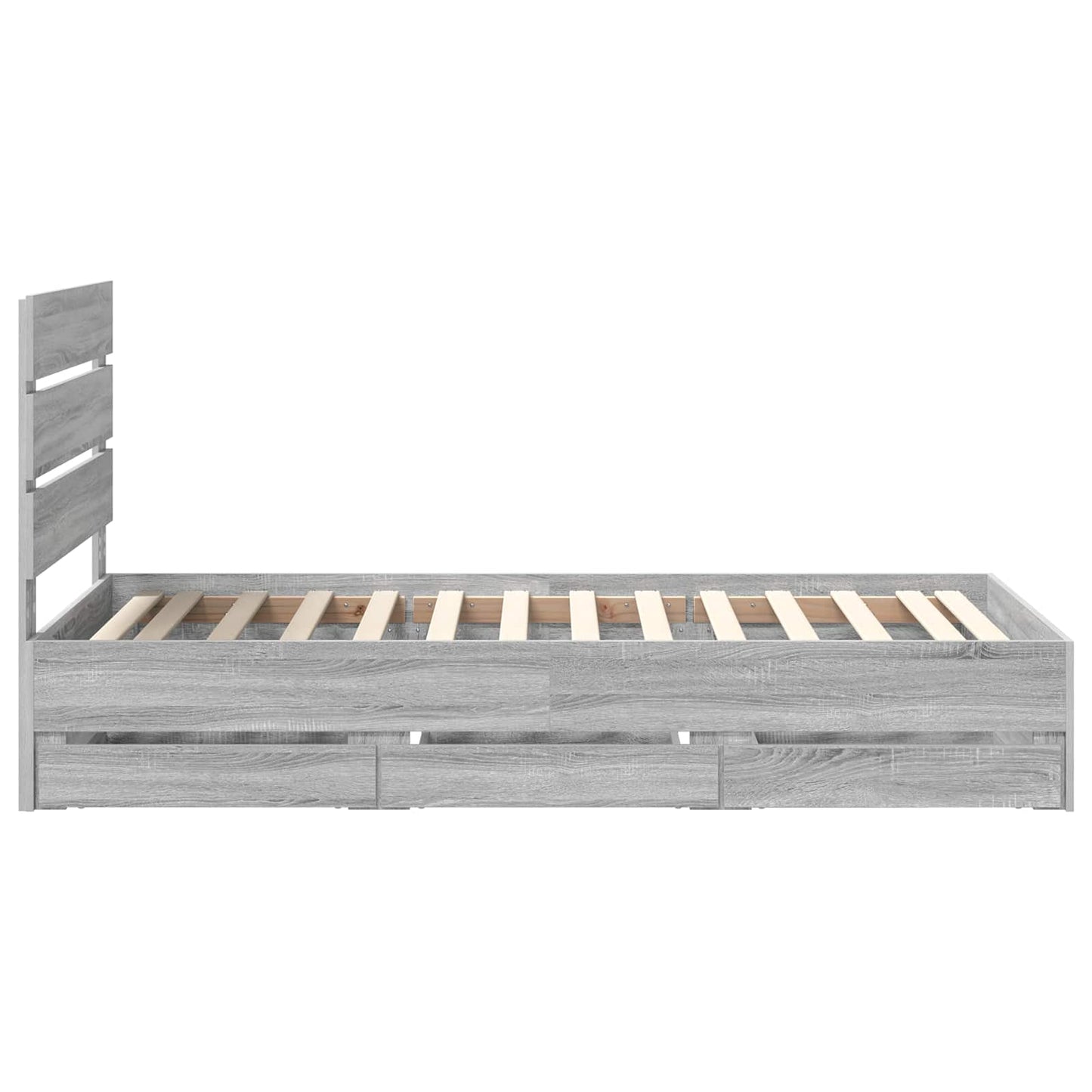 Bed Frame with Drawer Grey Sonoma 75 x 190 cm Engineer Wood