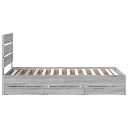 Bed Frame with Drawer Grey Sonoma 75 x 190 cm Engineer Wood