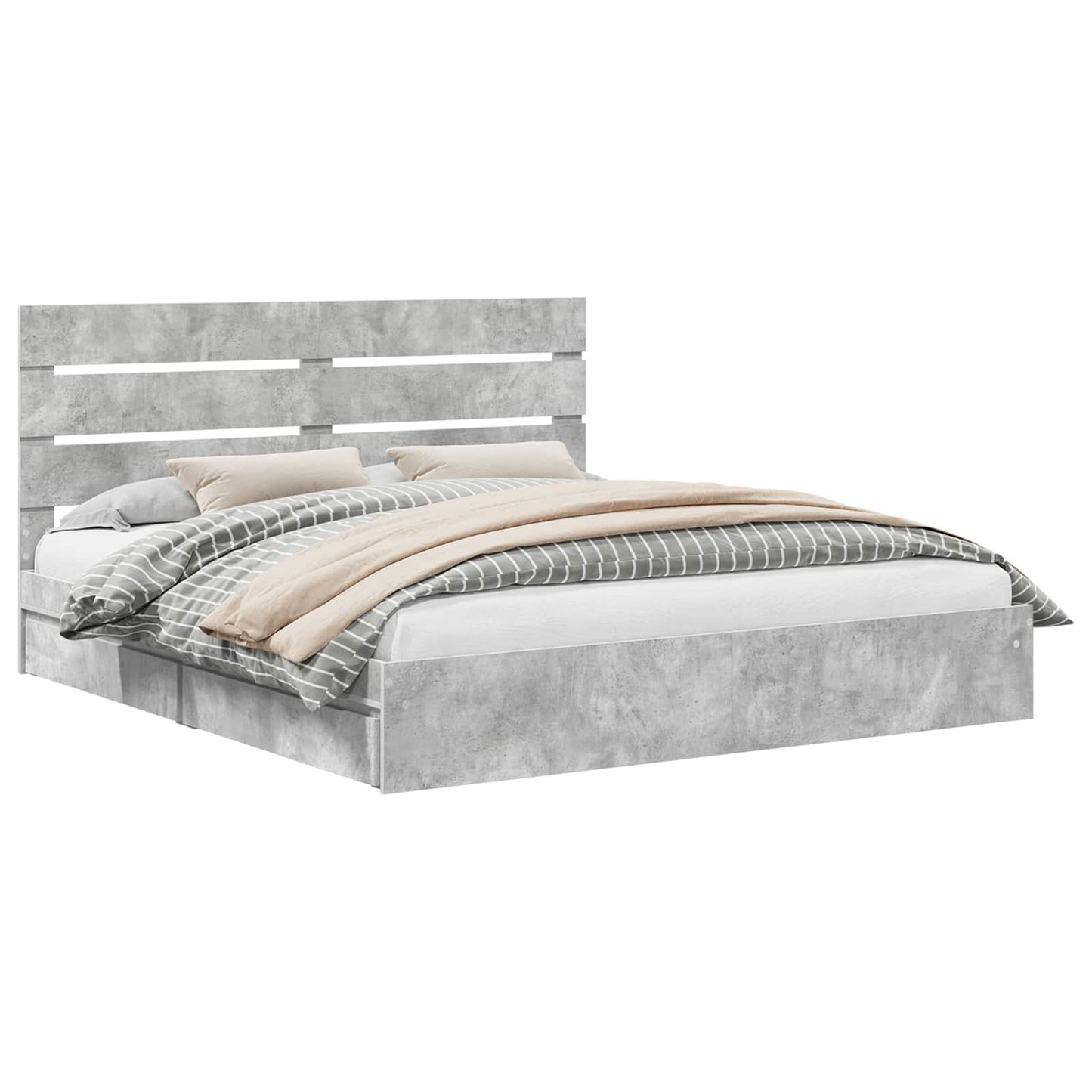Storage Bed Concrete Grey 200 x 200 cm Engineered Wood