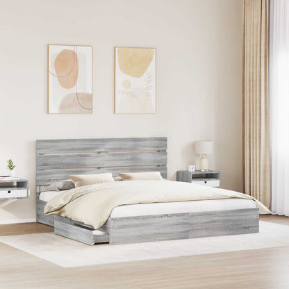 Storage Bed Grey Sonoma 200 x 200 cm Engineered Wood