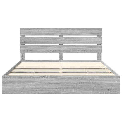 Storage Bed Grey Sonoma 200 x 200 cm Engineered Wood