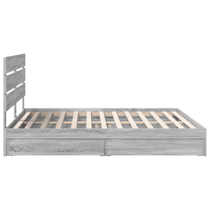 Storage Bed Grey Sonoma 200 x 200 cm Engineered Wood
