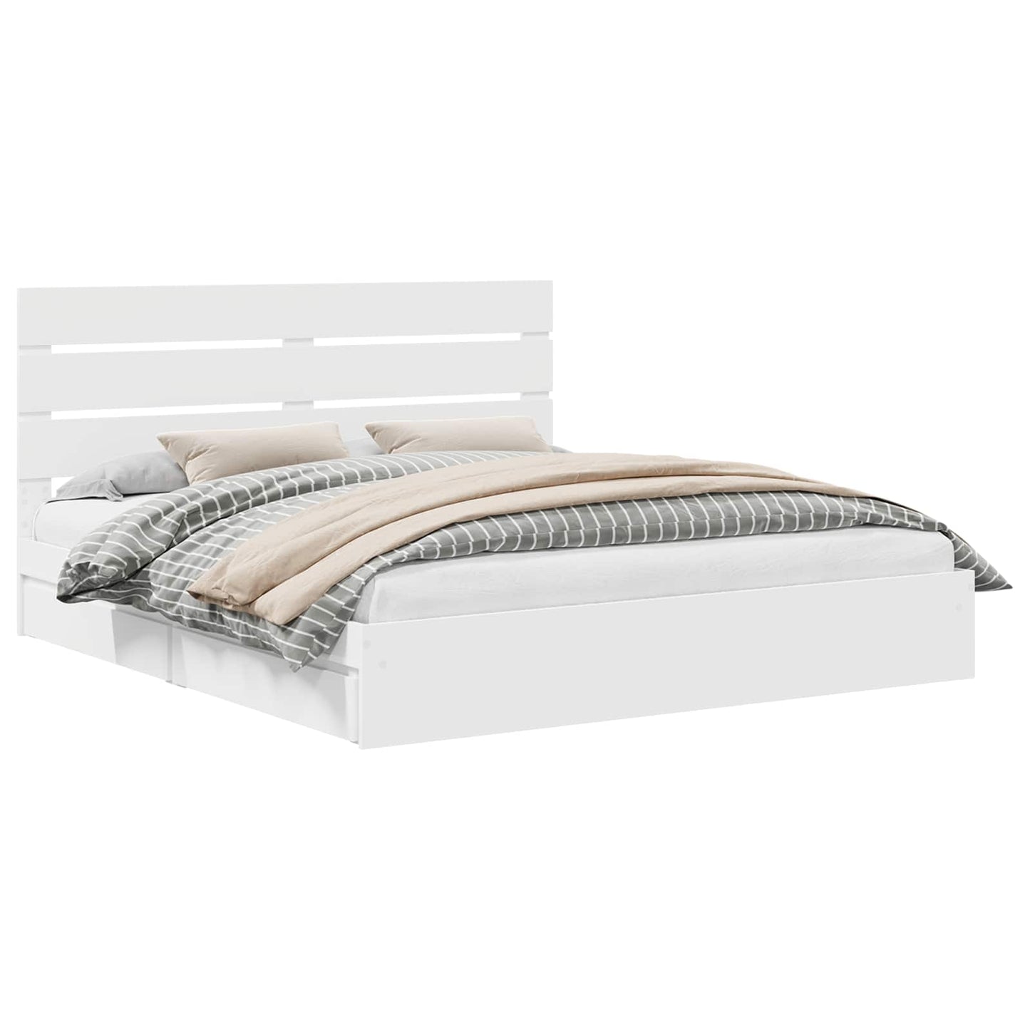 Storage Bed with Headboard White 180 x 200 cm Engineered Wood