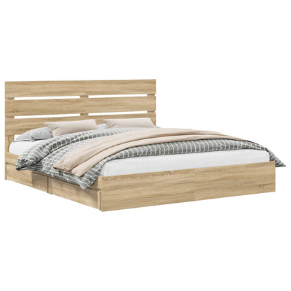Storage Bed with Drawer Sonoma Oak 180 x 200 cm Engineered Wood