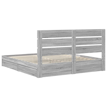 Storage Bed Grey Sonoma 180 x 200 cm Engineered Wood