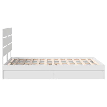 Storage Bed with Headboard White 160 x 200 cm Engineered Wood
