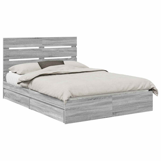 Storage Bed Grey Sonoma 160 x 200 cm Engineered Wood