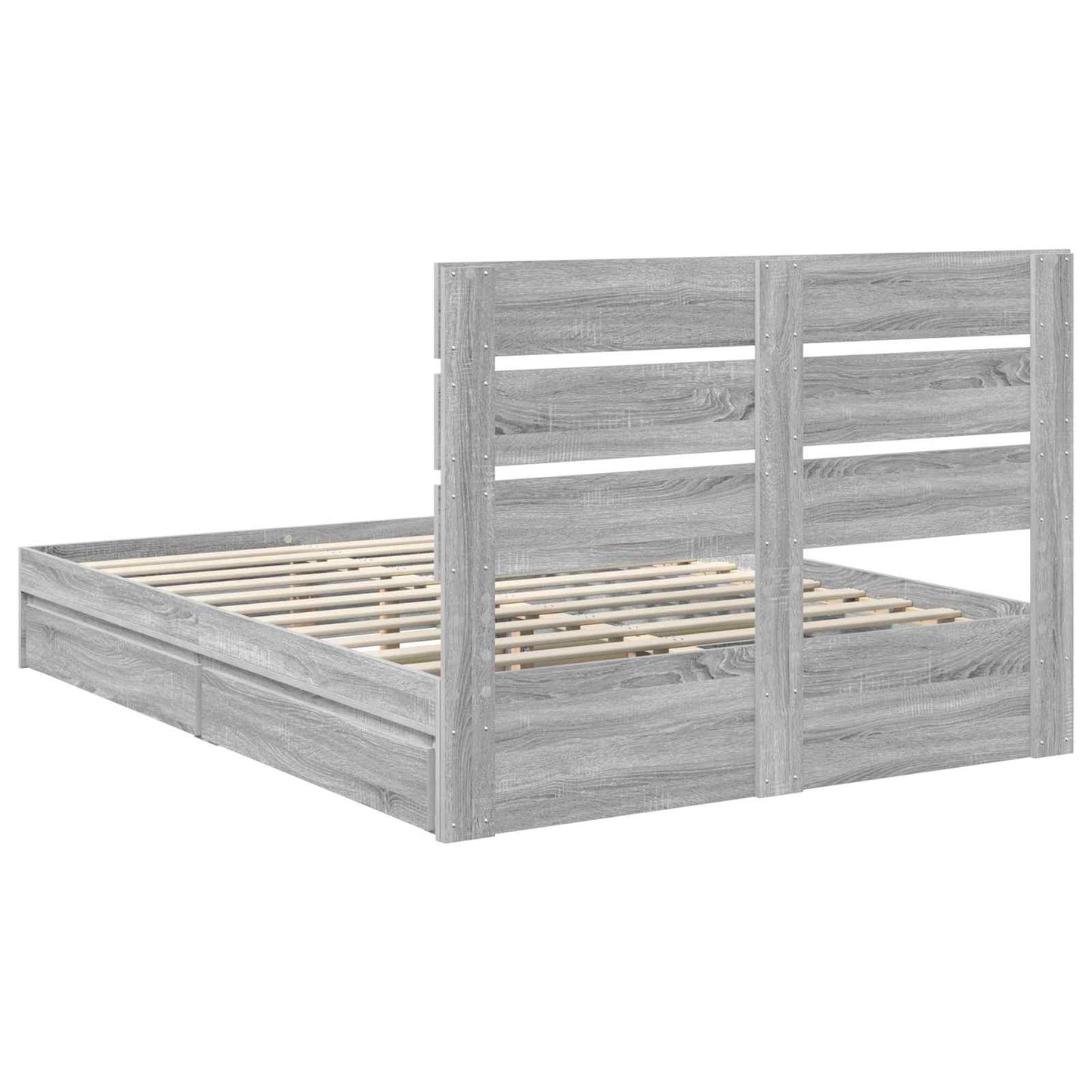 Storage Bed Grey Sonoma 150 x 200 cm Engineered Wood
