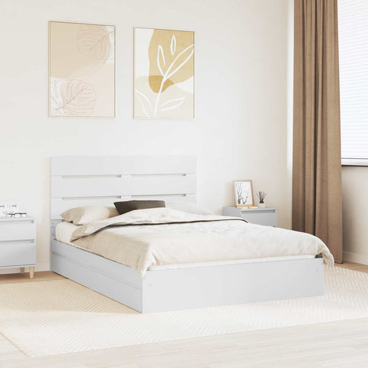Storage Bed with Drawer White 140 x 200 cm Engineered Wood