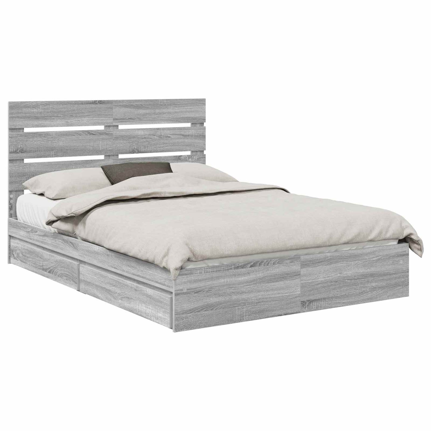 Storage Bed Grey Sonoma 140 x 200 cm Engineered Wood