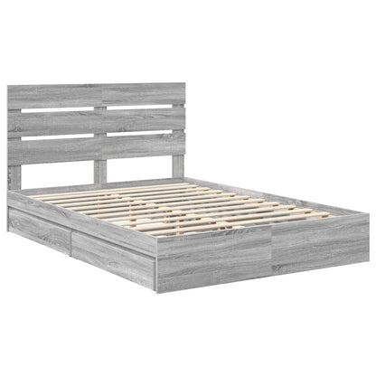 Storage Bed Grey Sonoma 140 x 200 cm Engineered Wood