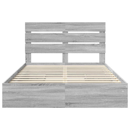 Storage Bed Grey Sonoma 140 x 200 cm Engineered Wood