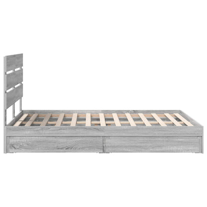 Storage Bed Grey Sonoma 140 x 200 cm Engineered Wood