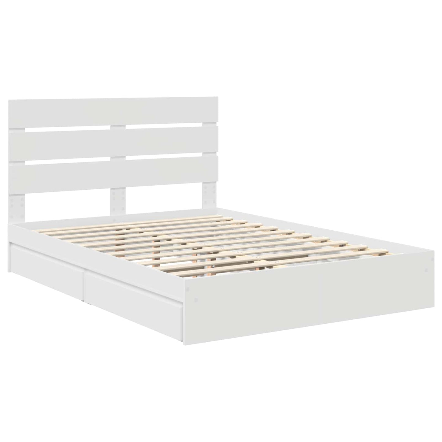 Storage Bed with Headboard White 140 x 190 cm Engineered Wood