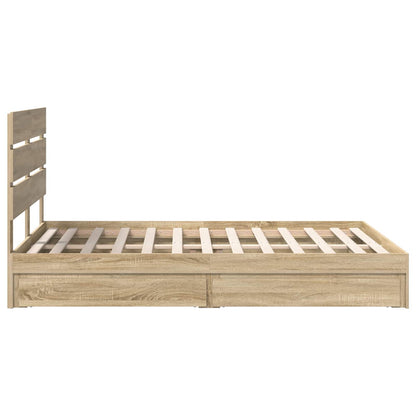 Storage Bed with Drawer Sonoma Oak 140 x 190 cm Engineered Wood
