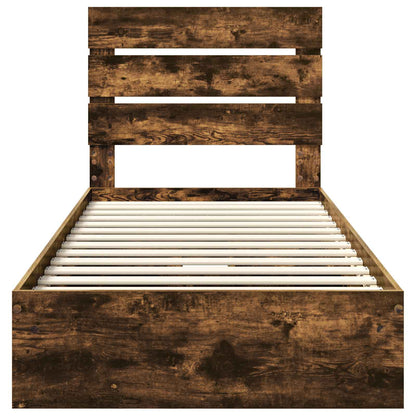 Storage Bed with Drawer Smoked Oak 100 x 200 cm Engineered Wood