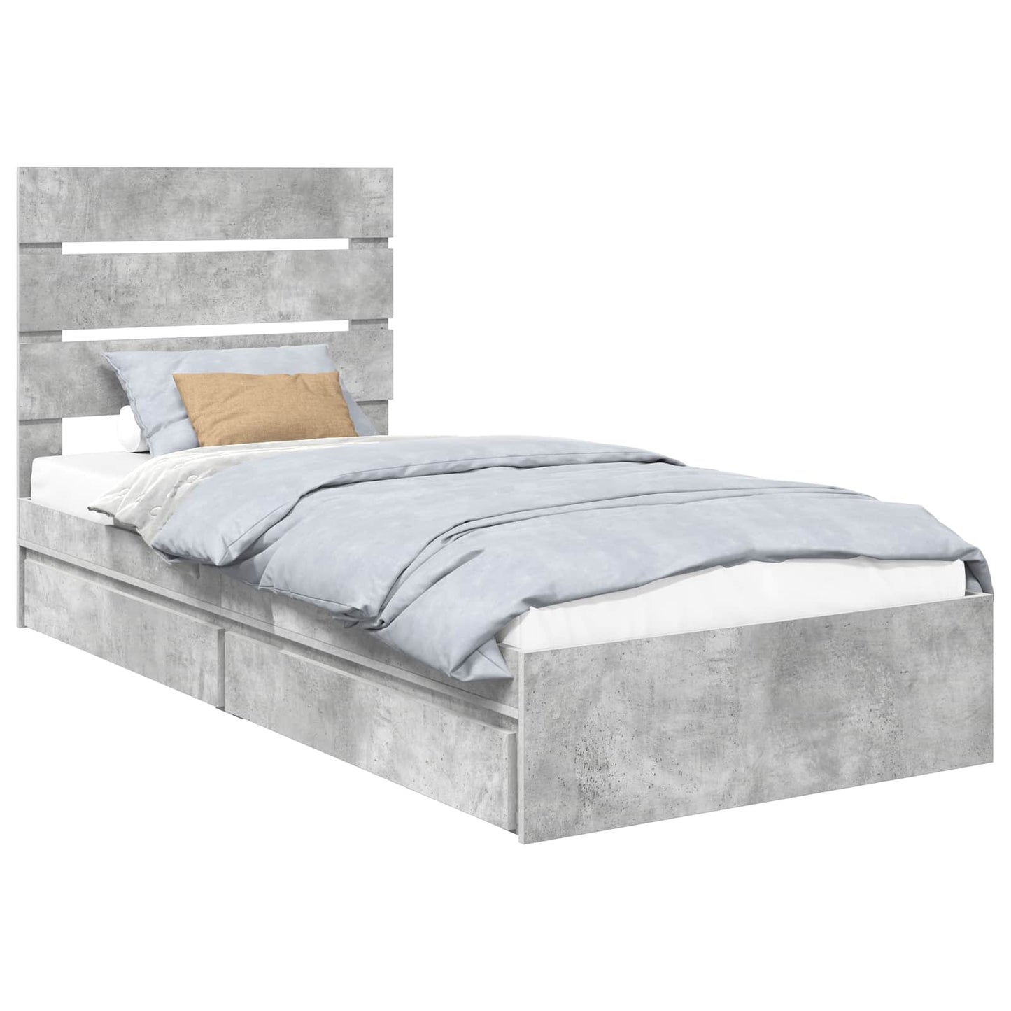Storage Bed Concrete Grey 90 x 190 cm Engineered Wood