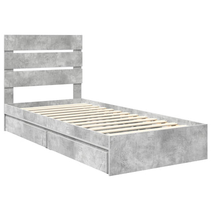 Storage Bed Concrete Grey 90 x 190 cm Engineered Wood
