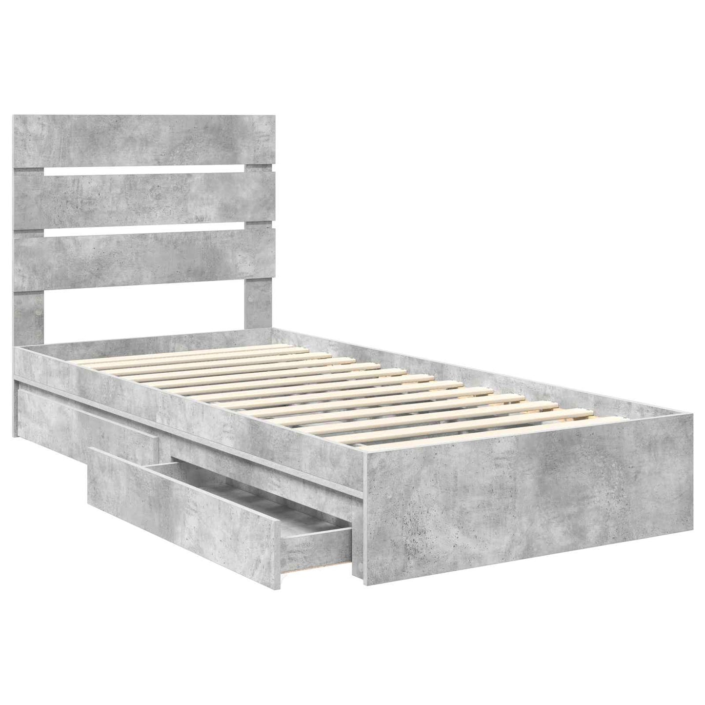 Storage Bed Concrete Grey 90 x 190 cm Engineered Wood
