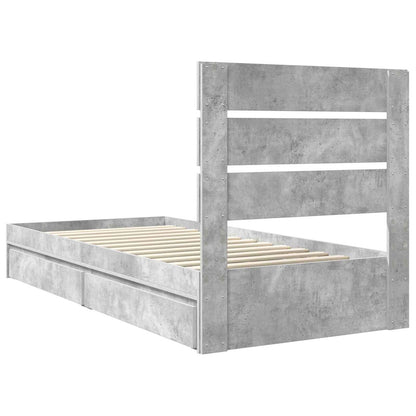 Storage Bed Concrete Grey 90 x 190 cm Engineered Wood