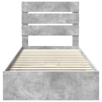 Storage Bed Concrete Grey 90 x 190 cm Engineered Wood