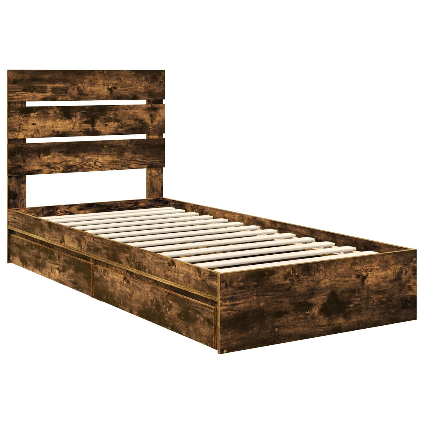Storage Bed with Drawer Smoked Oak 90 x 190 cm Engineered Wood
