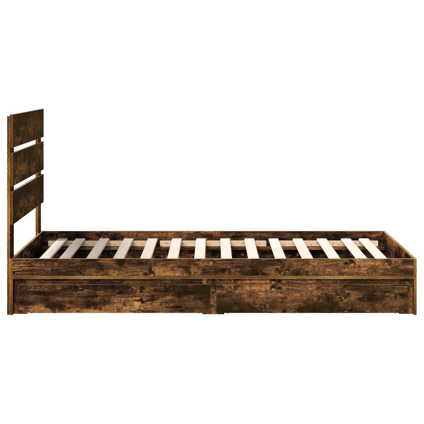 Storage Bed with Drawer Smoked Oak 90 x 190 cm Engineered Wood