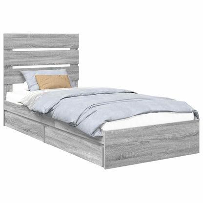 Storage Bed with Drawer Grey Sonoma 90 x 190 cm Engineered Wood