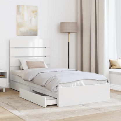 Storage Bed with Headboard White 70 x 190 cm Engineered Wood