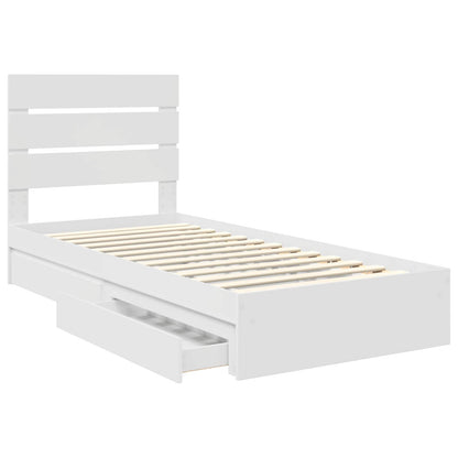 Storage Bed with Headboard White 70 x 190 cm Engineered Wood