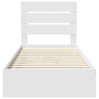 Storage Bed with Headboard White 70 x 190 cm Engineered Wood