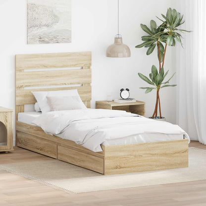 Storage Bed with Drawer Sonoma Oak 70 x 190 cm Engineered Wood