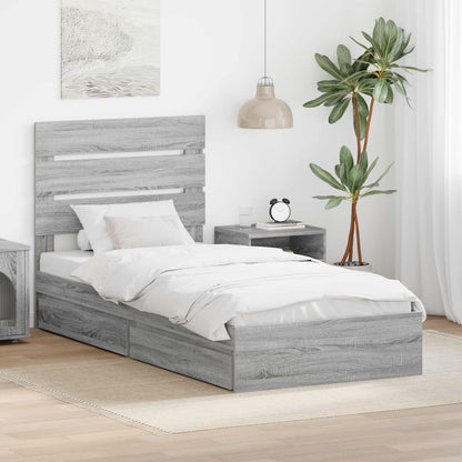 Storage Bed with Drawer Grey Sonoma 70 x 190 cm Engineered Wood