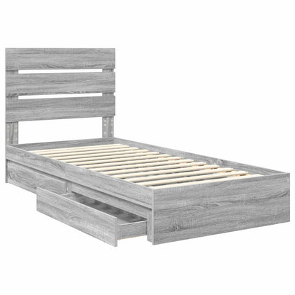 Storage Bed with Drawer Grey Sonoma 70 x 190 cm Engineered Wood