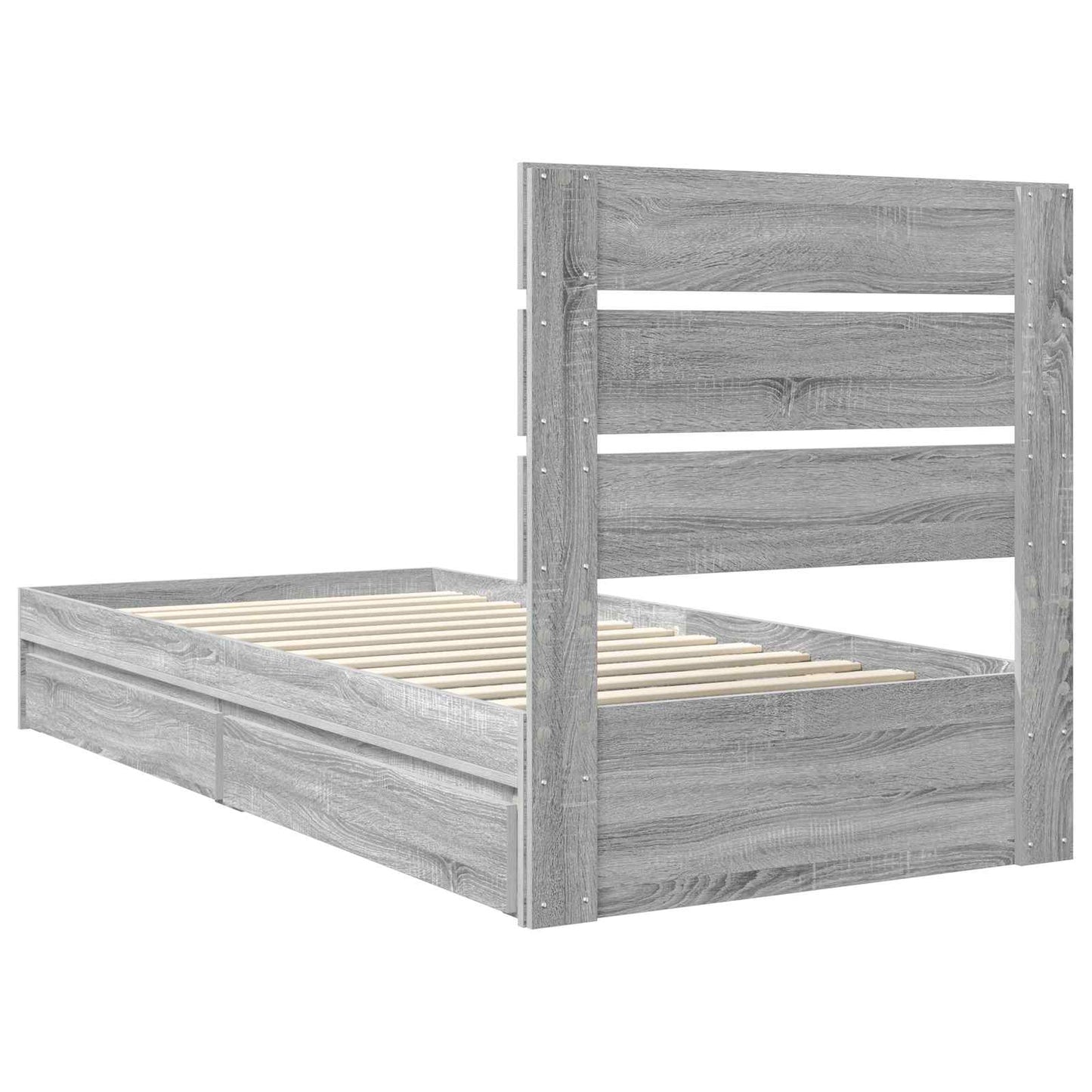 Storage Bed with Drawer Grey Sonoma 70 x 190 cm Engineered Wood