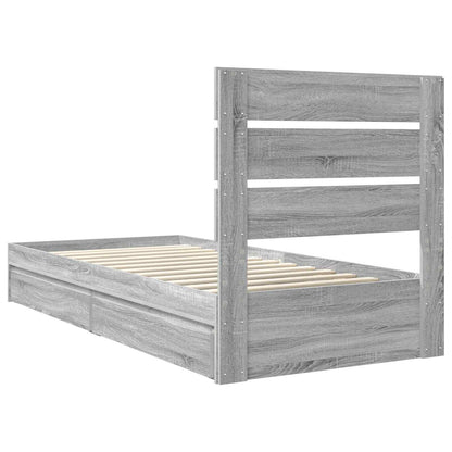 Storage Bed with Drawer Grey Sonoma 70 x 190 cm Engineered Wood