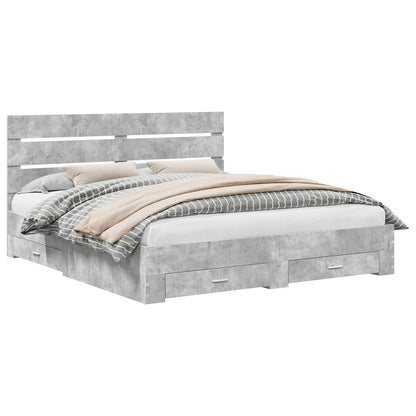 Bed Frame Concrete Grey 200 x 200 cm Engineered Wood
