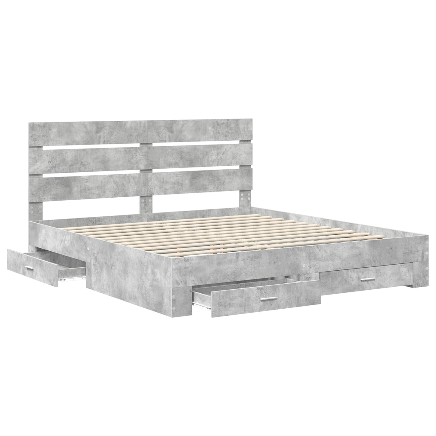 Bed Frame Concrete Grey 200 x 200 cm Engineered Wood