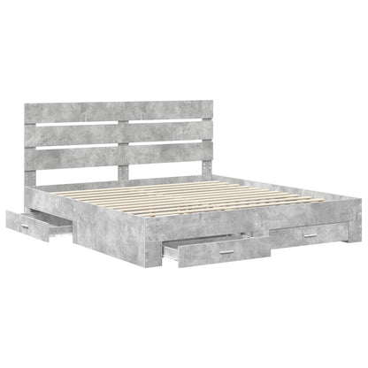 Bed Frame Concrete Grey 200 x 200 cm Engineered Wood