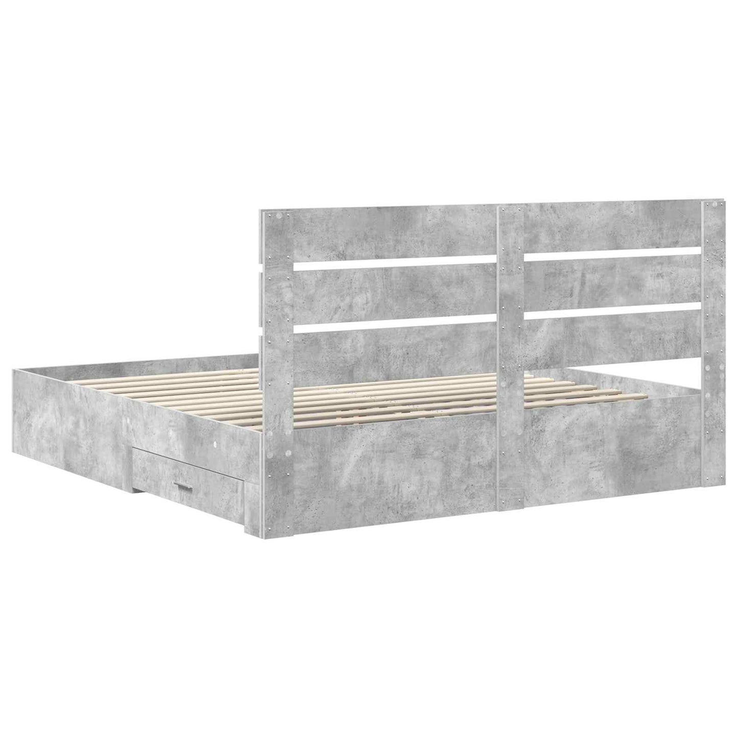Bed Frame Concrete Grey 200 x 200 cm Engineered Wood