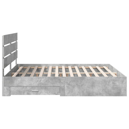Bed Frame Concrete Grey 200 x 200 cm Engineered Wood