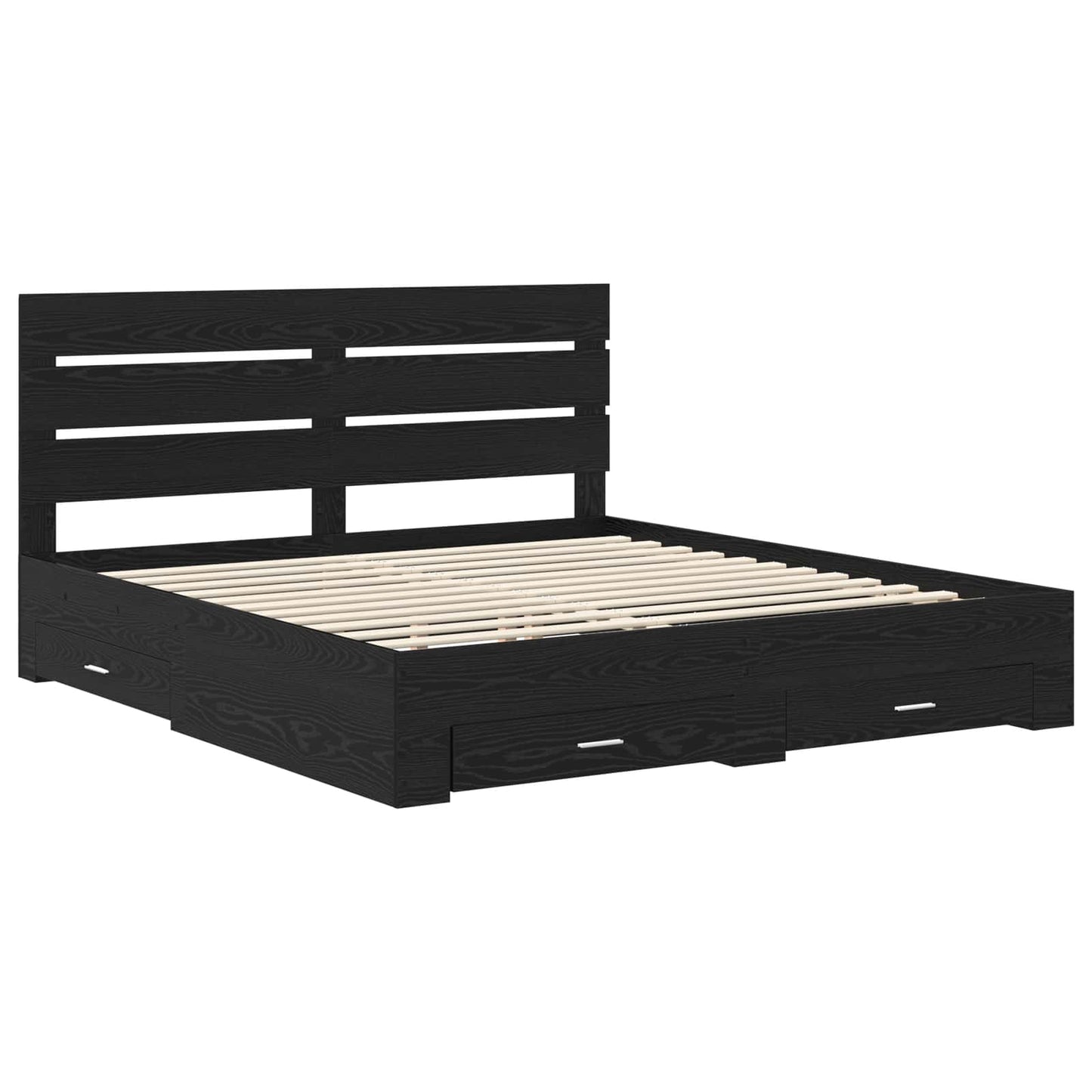 Bed Frame with Drawer Black Oak 180 x 200 cm Engineered Wood