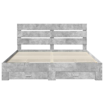 Bed Frame Concrete Grey 180 x 200 cm Engineered Wood