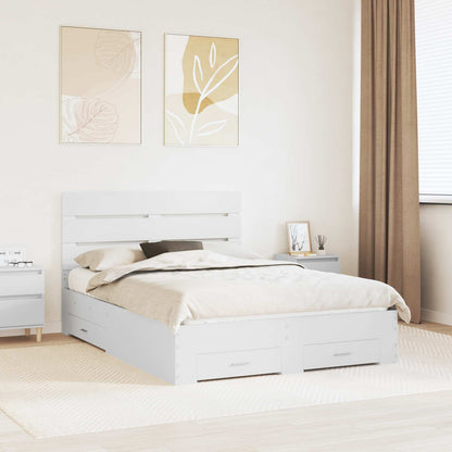 Bed Frame with Drawer White 160 x 200 cm Engineered Wood