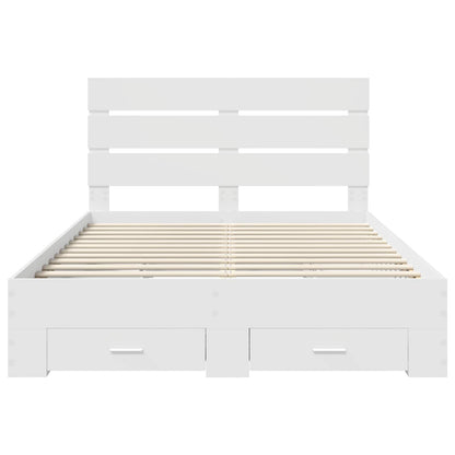 Bed Frame with Drawer White 160 x 200 cm Engineered Wood