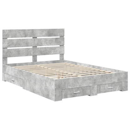 Bed Frame Concrete Grey 160 x 200 cm Engineered Wood