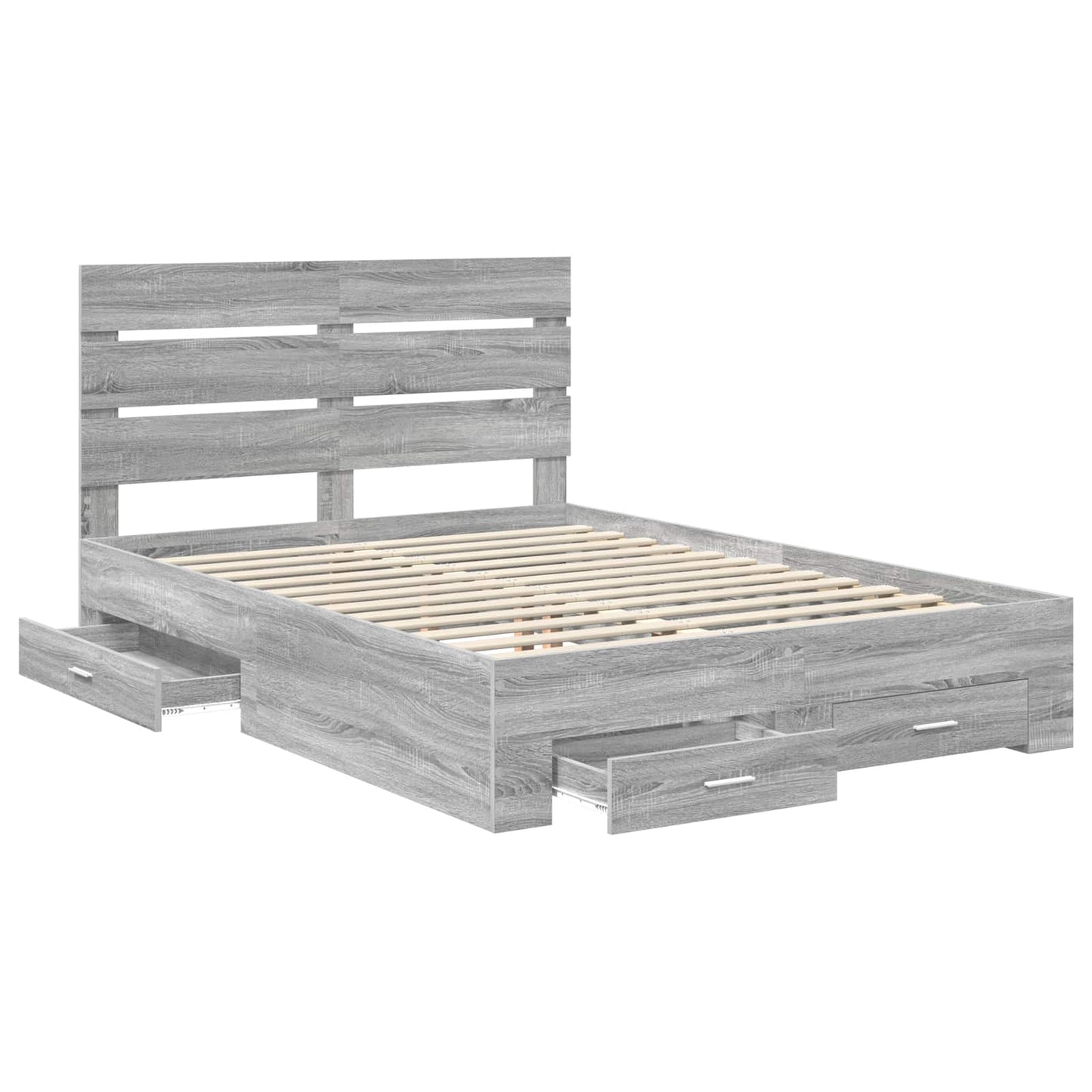Bed Frame with Drawer Grey Sonoma 160 x 200 cm Engineered Wood