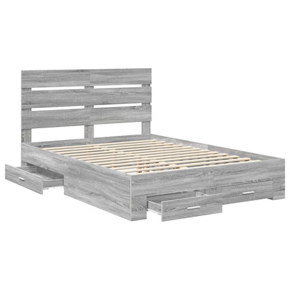 Bed Frame with Drawer Grey Sonoma 160 x 200 cm Engineered Wood