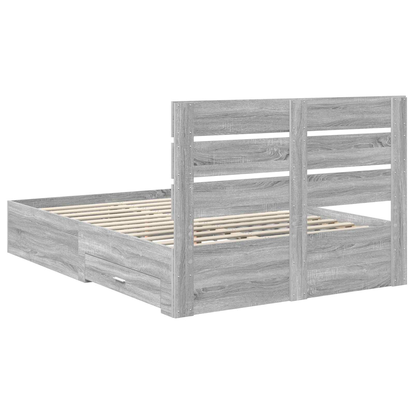 Bed Frame with Drawer Grey Sonoma 160 x 200 cm Engineered Wood